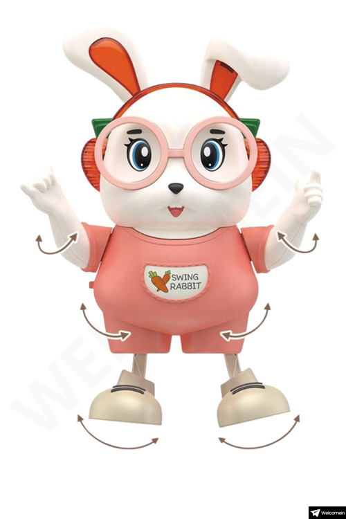 Oyuncak Sesli Işıklı Pilli 25 Cm Dansçı Robot - Dans Eden Dansçı Sevimli Tavşan (Pil Hediyeli)