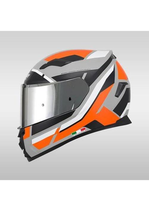 820 Aıx Orange Full Face Kask Kapalı Motosiklet Kask