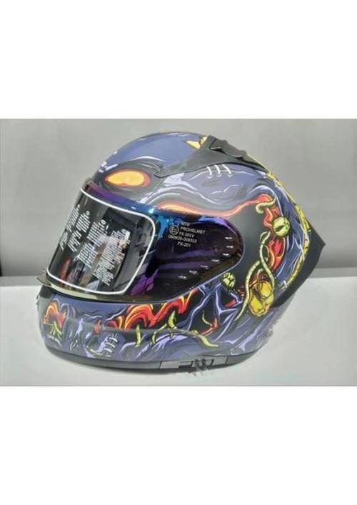 MTS Kask Mts Pro 801 Zombi Güneş Gözlüklü Orange/blue