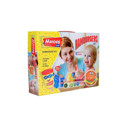 ERN-538 Heroes Hamburger Oyun Hamuru Seti Kız Erkek Çocuk Oyuncak Eğitici Oyuncaklar