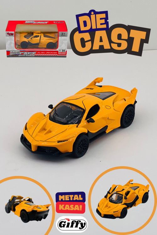 Oyuncak Spor Ferrari Model Araba Çek Bırak Kutulu Metal Die Cast Araba 2 Kapı Kapıları Açılan