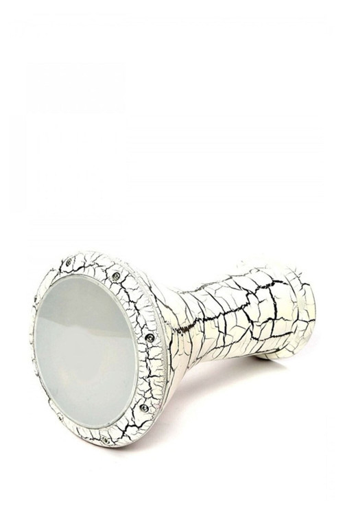 Vatan Darbuka Kılıf Hediyeli Profesyonel 5 No Beyaz Çatlak Boyalı Mısır Darbuka Döküm Çömlek Doumbek