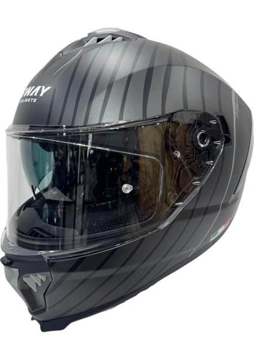 Kask Sw 865 Space Black Whıte Güneş Gözlüklü