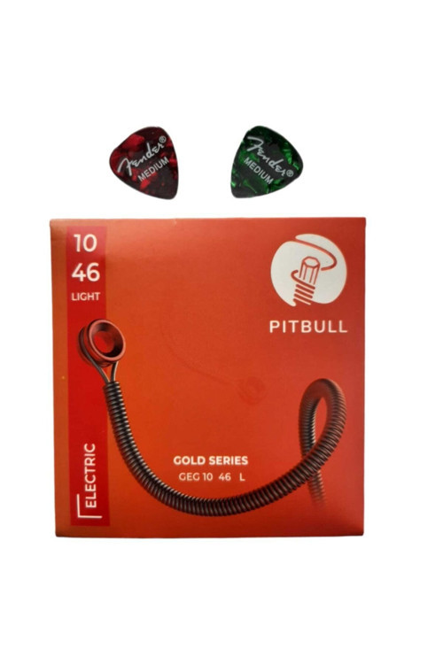 Pitbull String Geg 10-46 Elektro Gitar Teli + (2 Adet Fender Medium Pena ) Bm-680