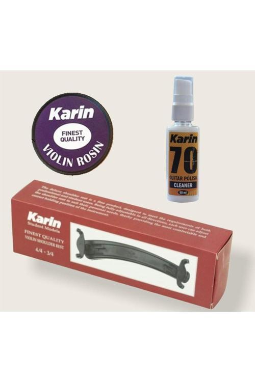 Violin Shoulder Rest Keman Yastığı 4/4 - 3/4 + Keman Reçine + Keman Bakım Temizleyici Ve Parlatıcısı