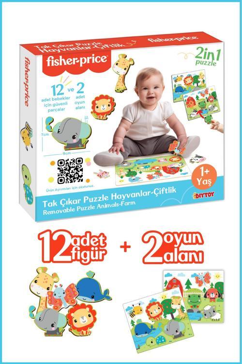 Tak Çıkar Hayvanlar Eğitici Puzzle 2Li Dikkat Gelişimi