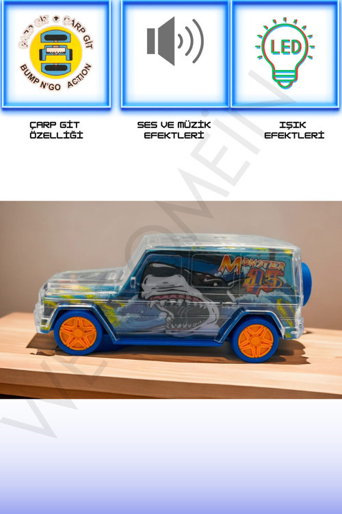 Oyuncak Işıklı Müzikli Pilli 360 Derece Çarp Dön Renkli Jeep