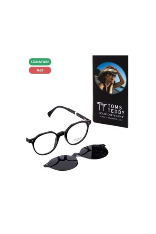 Tt065 C101P 47Ekt Unisex Polarize Klipsli Mavi Kaplamalı Gözlüğü(Parlak Siyah)