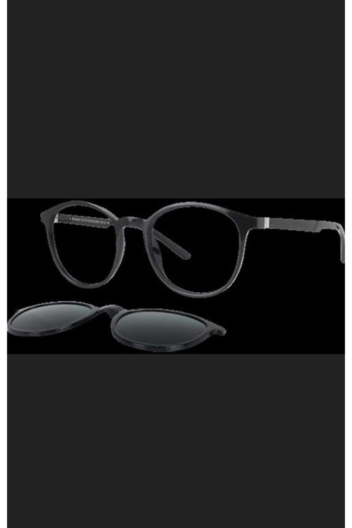 Tk312 C0101 52Ekt Unisex Polarize Klipsli Mavi Işık Koruma Ekran Gözlüğü(Parlak Siyah)
