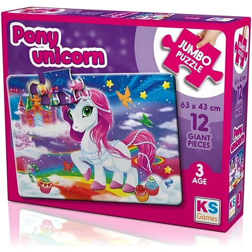 KS Games Pony Unicorn 12 Parça Jumbo Boy Puzzle Kız Erkek Çocuk Oyuncak Eğitici Oyuncaklar