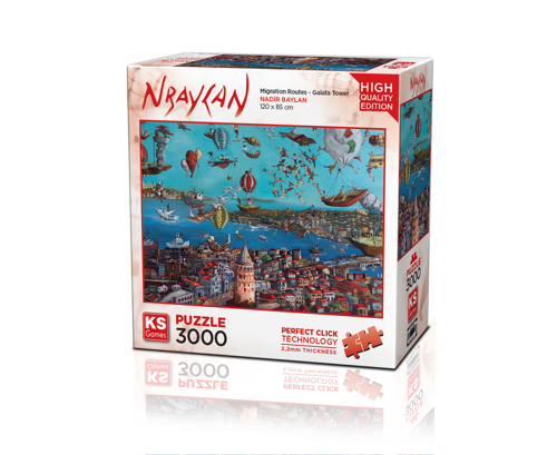 KS Puzzle 3000 Parça Nbaylan Migration Routes-Galata Tower Kız Erkek Çocuk Oyuncak Eğitici Oyuncakla