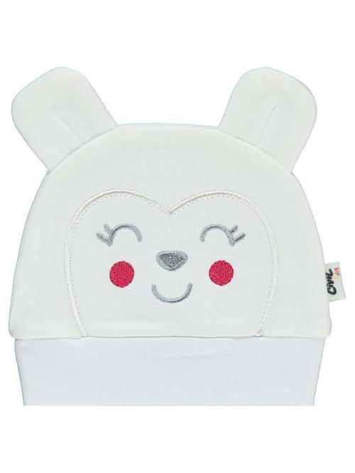 Maymun Kafa Nakış Unisex Kulaklı Bere - EkruStandart