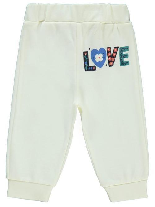 Love Çiçek Baskılı 6-18 Ay Tek Alt Bebe - Ekru6-9 Ay