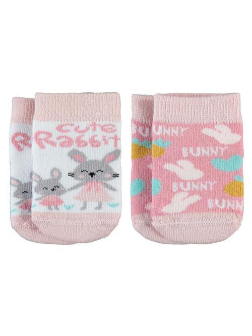 Cute Rabbit Havlu 0-24 Ay Bebek Kız Çorap Set - Standart6 Ay