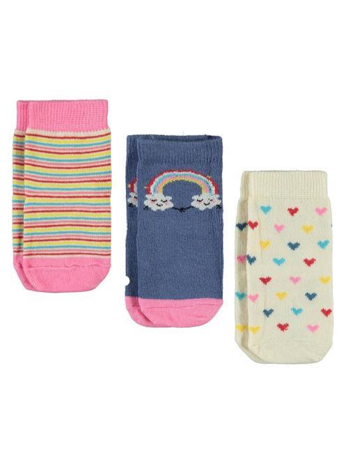 Çizgili 3'lü 6-18 Ay Bebek Kız Çorap Set - Standart12 Ay