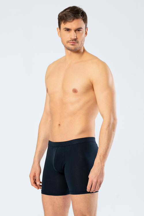 Erkek Likralı Uzun Boxer (Bel Bantlı) 1336/Lacivert