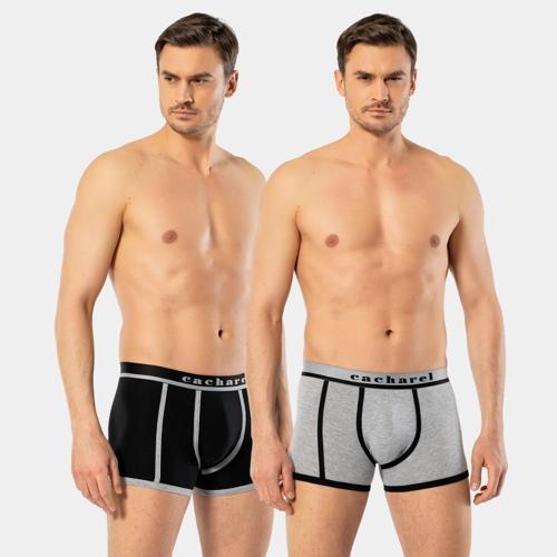 Erkek 2'li Biyeli Boxer 1322/Siyah-Gri