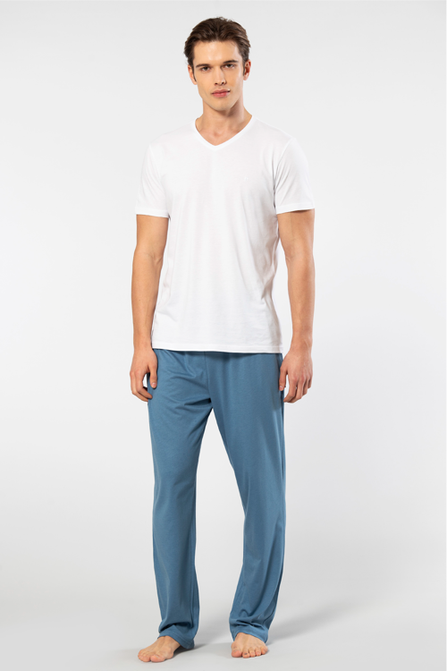 Erkek 2192/Beyaz Kısa Kollu Modal Pijama Takımı