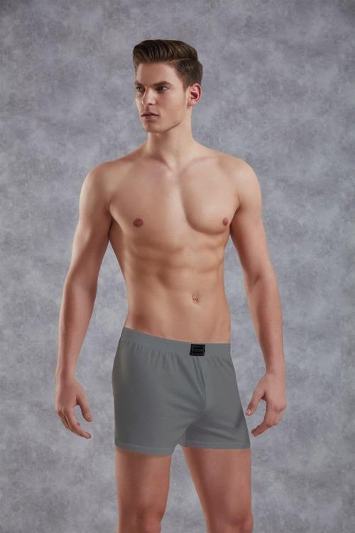 Gri Erkek Pamuk Düğmeli Normal Paça Boxer 1511