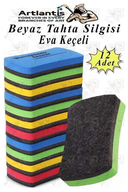 Yazı Tahta Silgisi Eva 12 Adet Beyaz Yazı Tahtası Silgisi Kaliteli Keçe Uçlu Eva Okul Sınıf Ofis Kuru Silgi