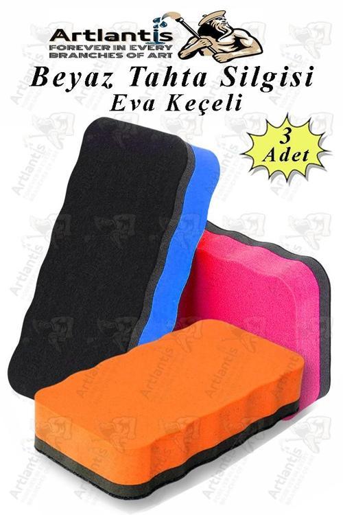 Yazı Tahta Silgisi Eva 3 Adet Beyaz Yazı Tahtası Silgisi Kaliteli Keçe Uçlu Eva Okul Sınıf Ofis Kuru Silgi