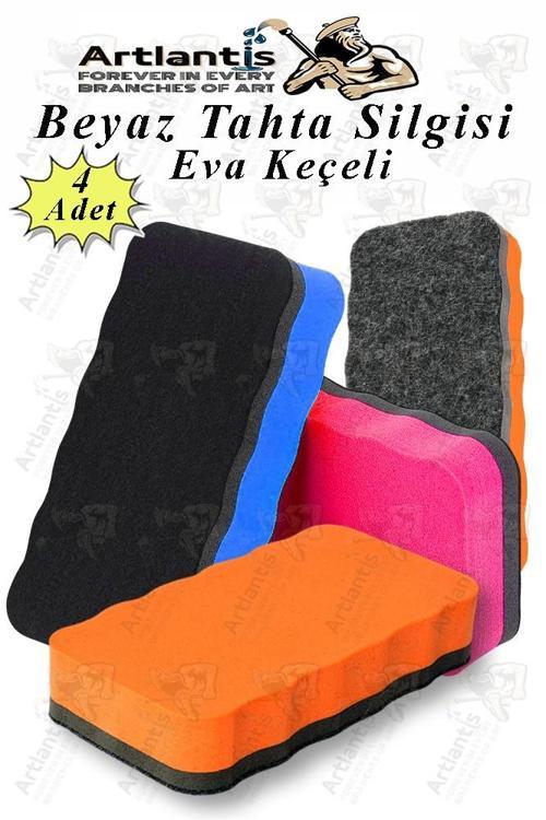 Yazı Tahta Silgisi Eva 4 Adet Beyaz Yazı Tahtası Silgisi Kaliteli Keçe Uçlu Eva Okul Sınıf Ofis Kuru Silgi