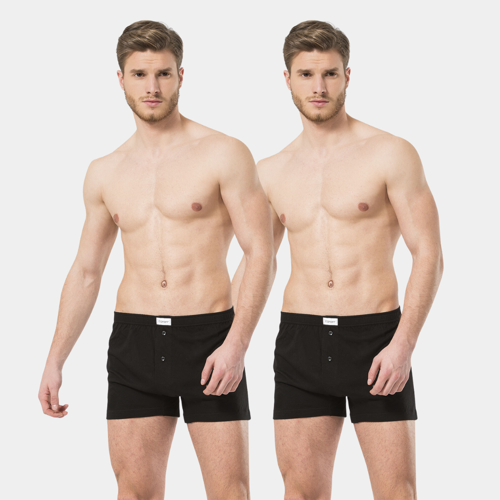 Erkek Düğmeli Boxer (2'li Paket) 186/Siyah