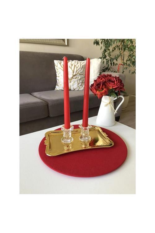 Şamdan Mumu, Kırmızı, 5.5 Saat, Yanar 25 Cm 8 Adet Vınterfınt Eğilmez İthal Ürün