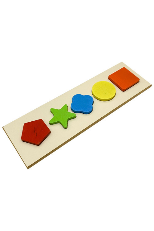 Ahşap Geometrik Beşli Şekillerle Öğrenme Eğitici Oyunu