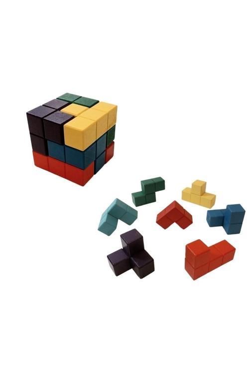 Ahşap Eğitici Küp Ve Şekil Oluşturma Puzzle (Soma Küpü)