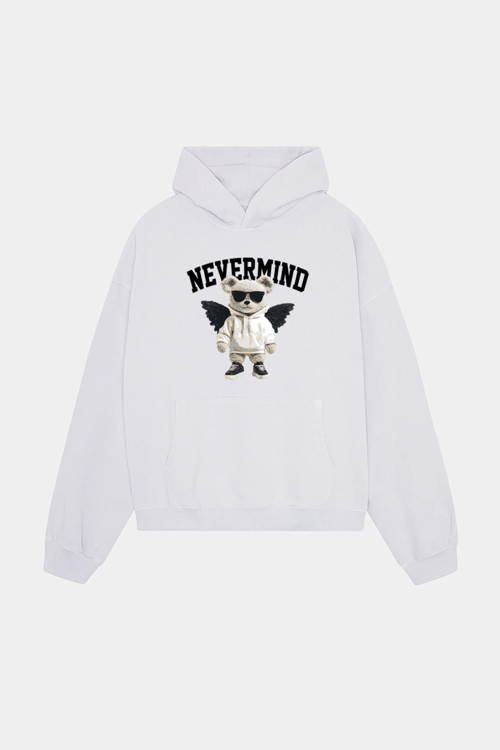 Trendy Oversize Beyaz Kapüşonlu Sweatshirt – Koleksiyon