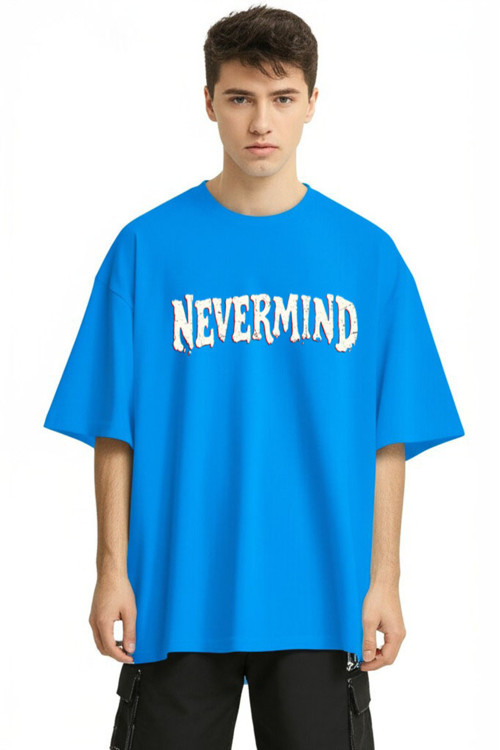 Unisex Oversize Tişört – Ön Yazı ve Arka Şehir Manzaralı Kırık Cam Baskı