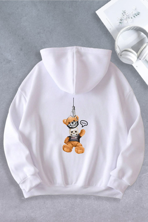 Unisex Kadın Erkek Ayı Maskeli Oversize Sweatshirt 2 İPLİK