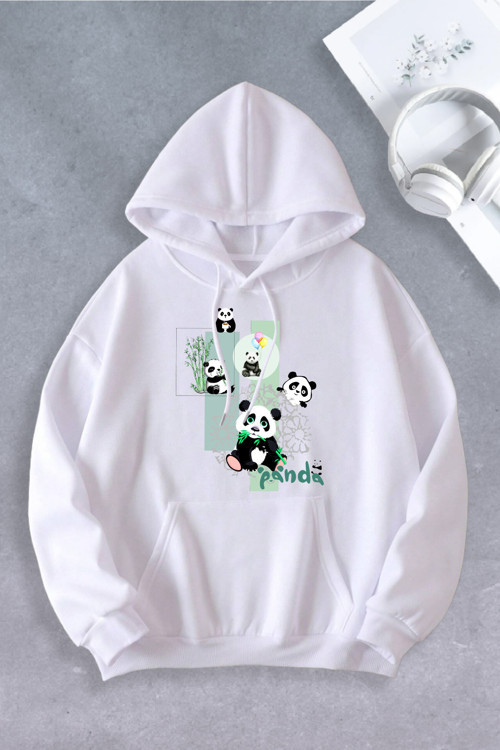 Unisex Kadın Erkek Panda Baskılı Oversize Sweatshirt 2 İPLİK