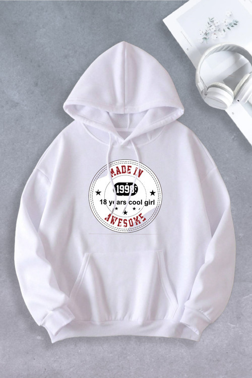 Unisex Kadın Erkek 18 years cool girl baskılı sweatshirt 2 İPLİK