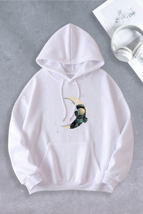 Unisex Kadın Erkek Ay Astronot Modeli Oversize Sweatshirt