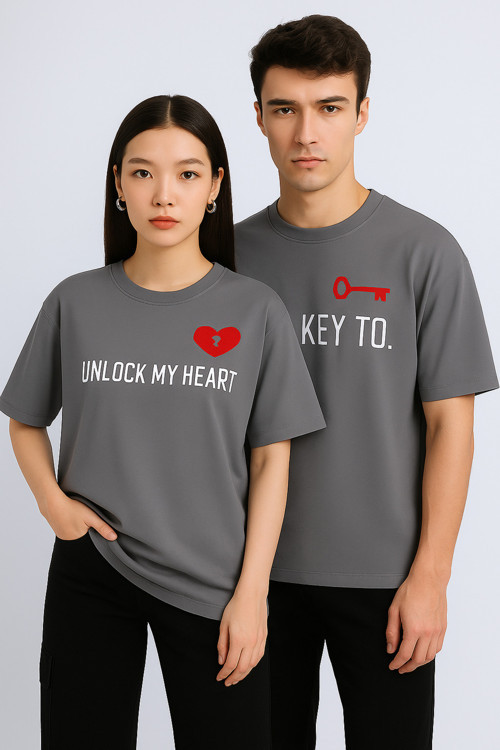 Unisex Kadın Erkek The Key To Çift Sevgili T-shirt 2'li Set Takım