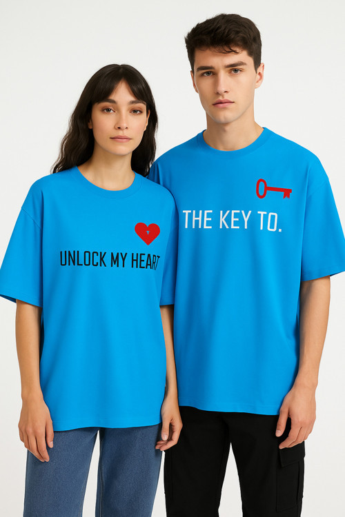Unisex Kadın Erkek The Key To Çift Sevgili T-shirt 2'li Set Takım