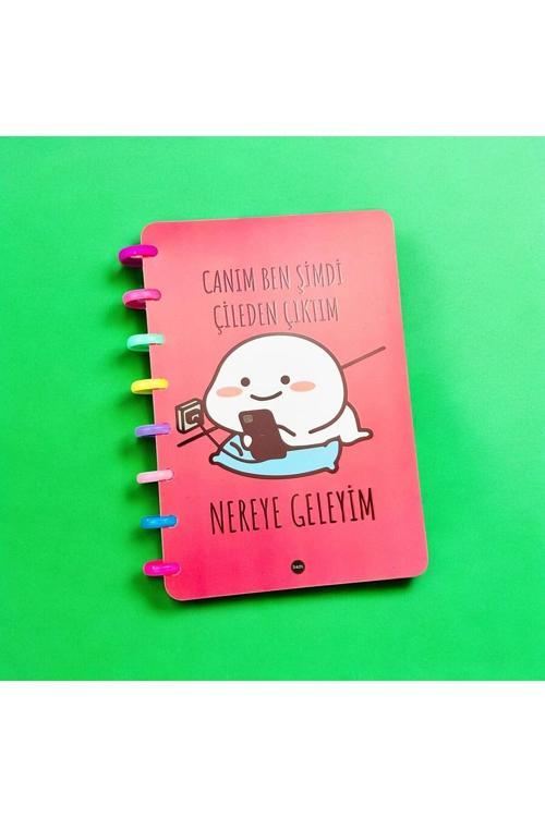 Canım Ben Şimdi Çileden Çıktım, Nereye Geleyim? - Tasarım Defter, Kalp Spiralli Çizgili Defter, Hedi