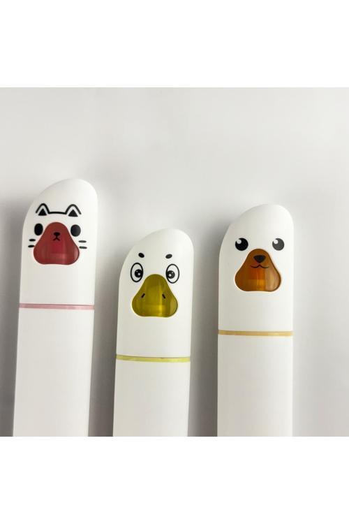 Sevimli Hayvan Figürlü Fosforlu 5'Li Kalem Seti – Mikro Renkli Highlighter Kalem Çeşitleri