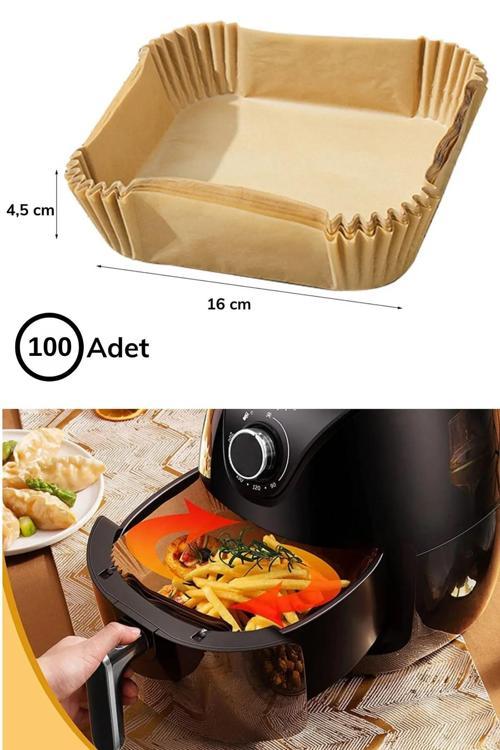 Air Fryer Pişirme Kağıdı Tek Kullanımlık Hava Fritöz Yağ Geçirmez Yapışmaz Gıda Kare Tabak Model