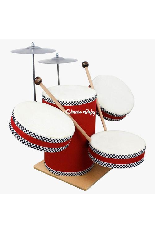 45 Cm  Deri Çocuklar İçin Bateri Seti (Kırmızı)