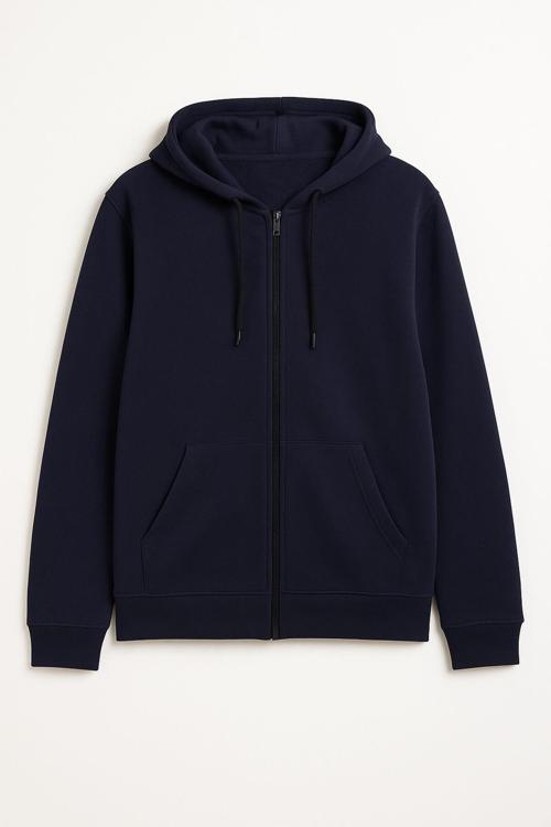 Erkek Fermuarlı Kapüşonlu Cepli İçi Polarlı Sweatshirt