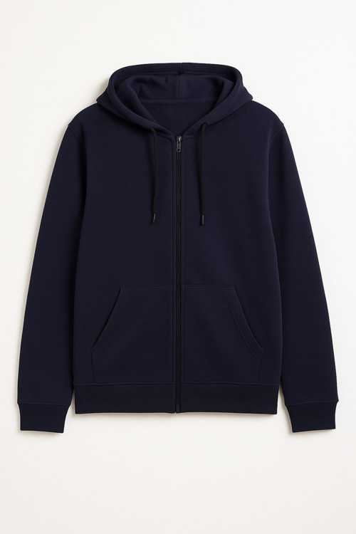 Erkek Fermuarlı Kapüşonlu Cepli İçi Polarlı Sweatshirt
