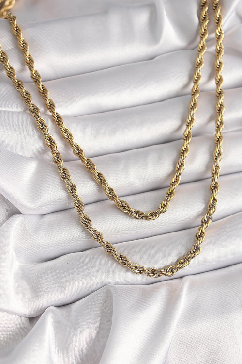316L Çelik Gold Renk 1 Metre Burgu Zincir Kadın Kolye NS2515