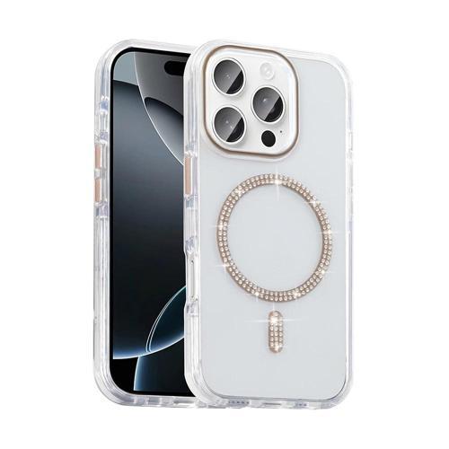 Apple iPhone 15 Pro Max Kılıf Taşlı Tasarım M-safe Şarj Özellikli Zore Koment Silikon Kapak