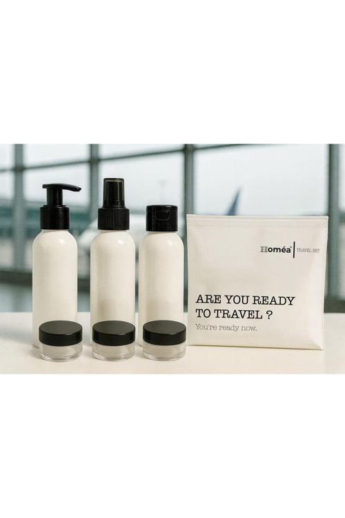 Plastik Seyahat Boy 100ml Beyaz Şişe ve Kavanoz 6’lı Set – Çantalı Seyahat Kiti