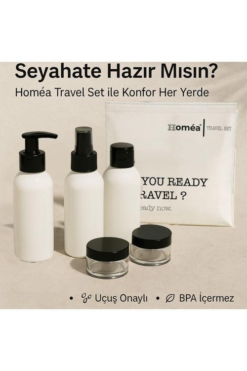 Plastik Seyahat Boy 100ml Beyaz Şişe ve Kavanoz 5’li Set – Çantalı Seyahat Kiti