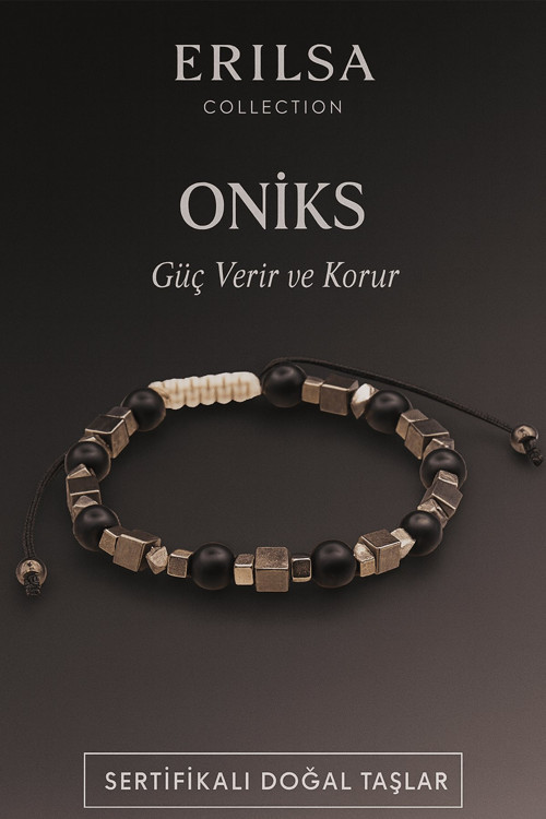 Sertifikalı Ham İşlenmemiş Doğal Oniks Taşı Bileklik – Güç ve Koruma Enerjisi