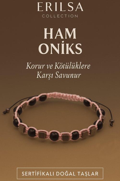 Sertifikalı Ham İşlenmemiş Oniks Taşı Bileklik – Kötülüklere Karşı Korur